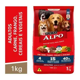 Ração para cães adultos sabor carne, frango, cereais e vegetais alpo 1kg