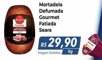Hiper Moreira Mortadela defumada gourmet fatiada seara oferta