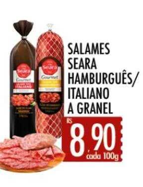 Supermercados Avenida Salames seara hamburguês italiano a granel oferta