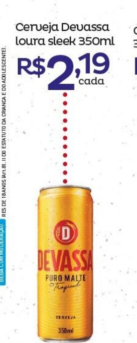 Super Lagoa Cerveja Devassa Loura Sleek 350ml oferta