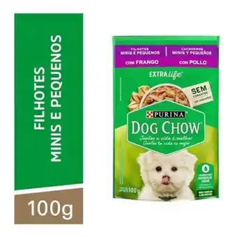 Santo Supermercados Ração úmida para cães filhotes de raças pequenas sabor frango dog chow 100g oferta