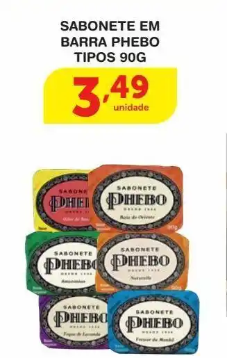 Roldão Sabonete em barra phebo tipos 90g oferta