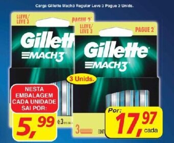 Supermercados Guanabara Carga Gillette Mach3 Regular leve 3 pague 2 unids oferta