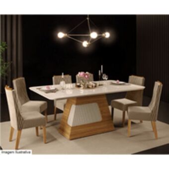 Novo Mundo Mesa de jantar dala com 6 cadeiras em mdf/mdp tampo com vidro dj móveis oferta