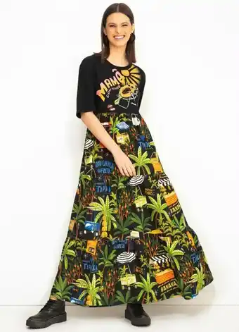 Farm - vestido longo mamão com açúcar preto