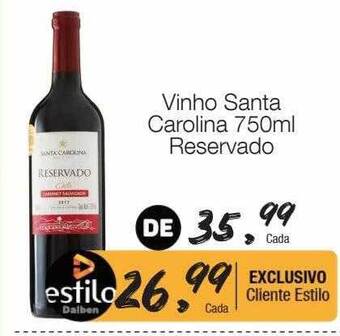 Supermercado Dalben Vinho santa carolina reservado oferta