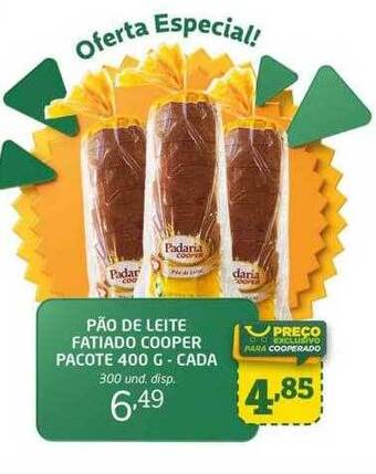 Cooper Pão de leite fatiado cooper pacote oferta