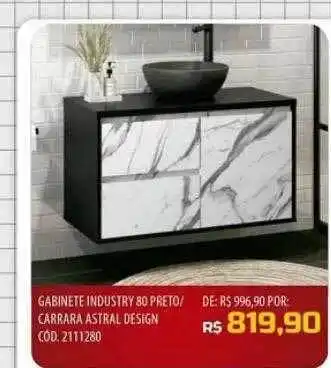 Gabinete industry 80 preto carrara astral design