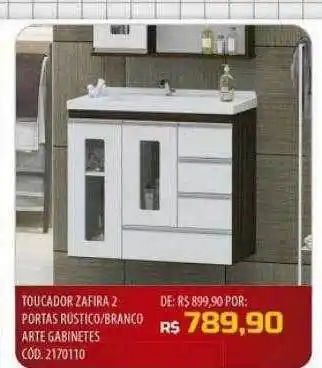 Toucador zafira 2 portas rústico branco arte gabinetes