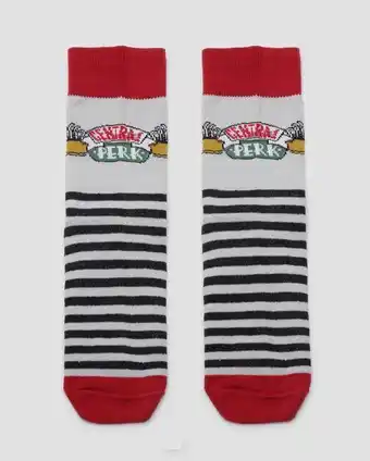 Meia feminina cano longo central perk friends listras multicor