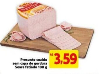 Extra Supermercado Presunto cozido sem capa de gordura Seara fatiado 100g oferta