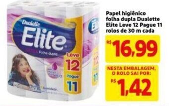 Extra Supermercado Papel Higiênico folha dupla Dualette Elite Leve 12 pague 11 rolose de 30m cada oferta