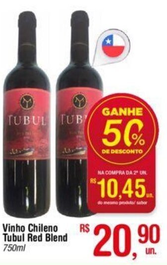 Fort Atacadista Vinho Chileno Tubul Red Blend 750ml oferta