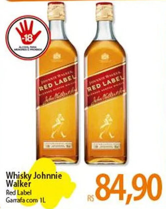 Atacadão Whisky Johnnie Walker Red Label 1L oferta