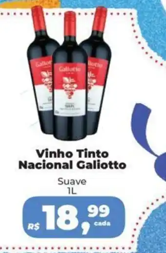 Supermercados Mateus Vinho Tinto Nacional Galiotto Suave 1L oferta