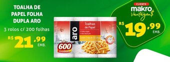 Toalha de papel Folha Dupla Aro 3 rolos c/200 folhas