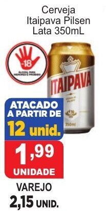 Calvo Atacadista Cerveja Itaipava Pilsen Lata 350ml oferta