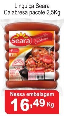 Calvo Atacadista Linguica Seara Calabresa pacote 2.5kg oferta