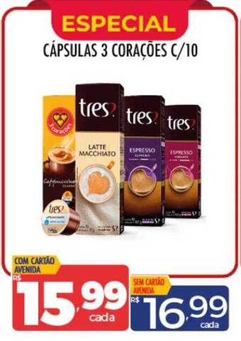 Supermercados Avenida Cápsulas 3 corações c 10 oferta