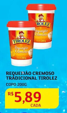 Assaí Atacadista Requeijão Cremoso tradicional Tirolez 200g oferta