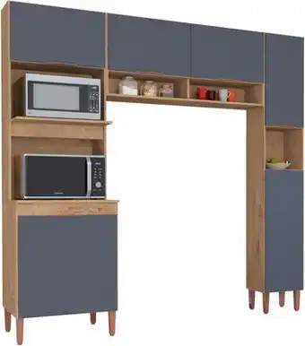 Quero Quero Cozinha 3 peças 6 portas 216,5cm madri atualle rustico/grafite fosco oferta