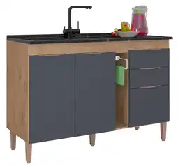 Quero Quero Balcão de pia 120cm 3 portas 2 gavetas madri atualle rustico/grafite oferta