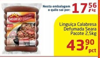 Tenda Atacado Linguiça calabresa defumada seara pacote 2,5kg oferta