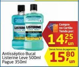 Antisséptico bucal listerine leve 500ml pague 350ml