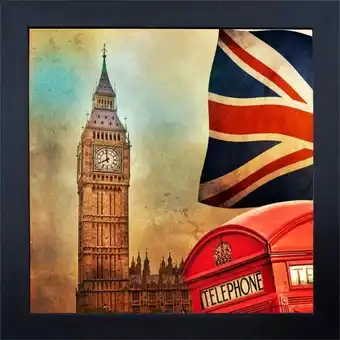 Quadro em madeira com vidro london 27x27cm