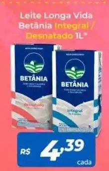 Atakarejo Leite longa vida betânia integral desnatado oferta