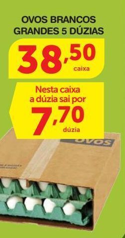 Roldão Ovos brancos grandes 5 dúzias oferta