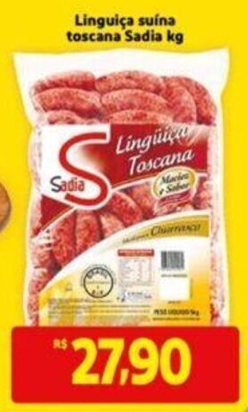 Extra Supermercado Linguiça Suína Toscana Sadia 1kg oferta