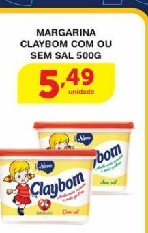 Roldão Margarina claybom com ou sem sal 500g oferta