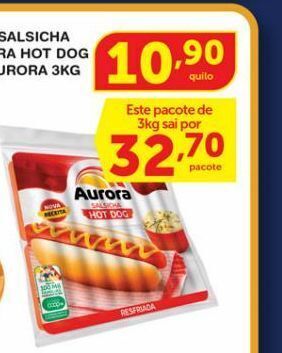 Roldão Salsicha para hot dog aurora 3kg oferta