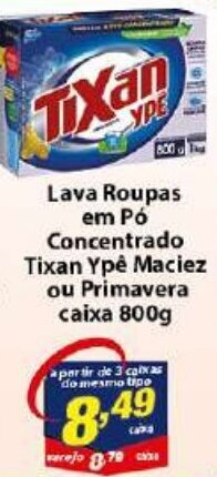 Lava roupas em pó Concentrado Tixan Ypê Maciez ou Primavera caixa 1.6kg
