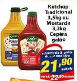 Vencedor Atacadista Ketchup Tradicional 3.5kg ou Mostarda 3.3kg Cepêra galão oferta