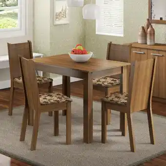 Pão de Açúcar Conjunto sala de jantar madesa rute mesa tampo de madeira com 4 cadeiras - rustic/bege marrom oferta