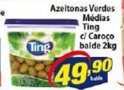 Azeitonas verdes Médias Ting c/ caroço balde 2kg