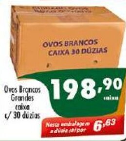 Vencedor Atacadista Ovos Brancos Grandes Caixa c/ 30 duzias oferta
