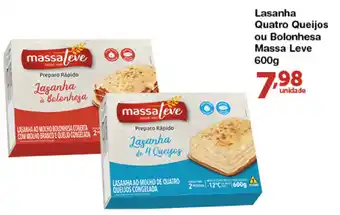 Lasanha Quatro Queijos ou Bolonhesa Massa Leve 600g
