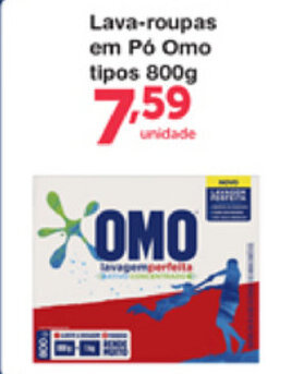 Roldão Lava roupas em po Omo tipos 800g oferta