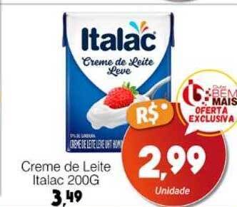 Supermercado Bem Barato Creme de leite italac oferta