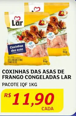 Coxinhas das Asas de Frango Congeladas Lar 1kg