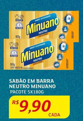 Assaí Atacadista Sabão em barra Neutro Minuano 5x180g oferta