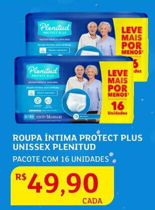 Roupa íntima Protect Plus Unissex Plenitud 16 unidades
