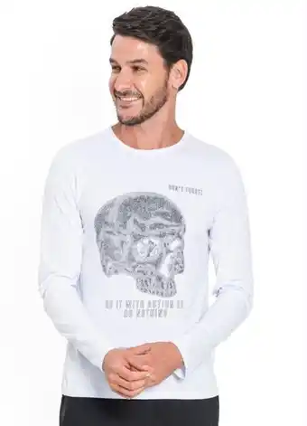 Posthaus Rovitex - camiseta masculina manga longa de caveira branco oferta