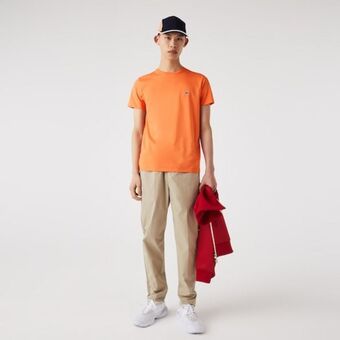 Lacoste Camiseta masculina em jérsei de algodão pima com gola redonda oferta