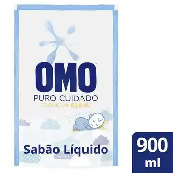 Super Nosso Sabão líquido omo + puro cuidado refil 900ml oferta