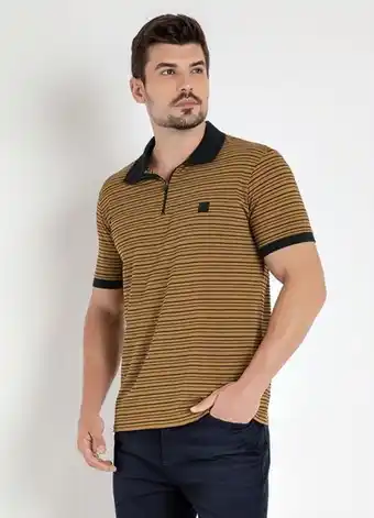 Camisa polo (listrada caramelo) com zíper cia gota