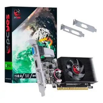 Placa de vídeo pcyes, nvidia geforce gt 210, ddr3, 64 bits com kit low profile incluso - pa210g6401d3lp | 1gb